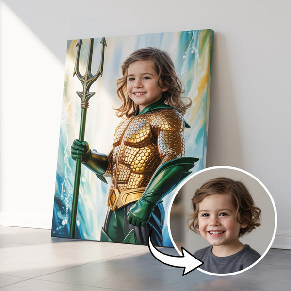 Rey de los Océanos – Retrato Épico y Personalizado para Niños Aventureros