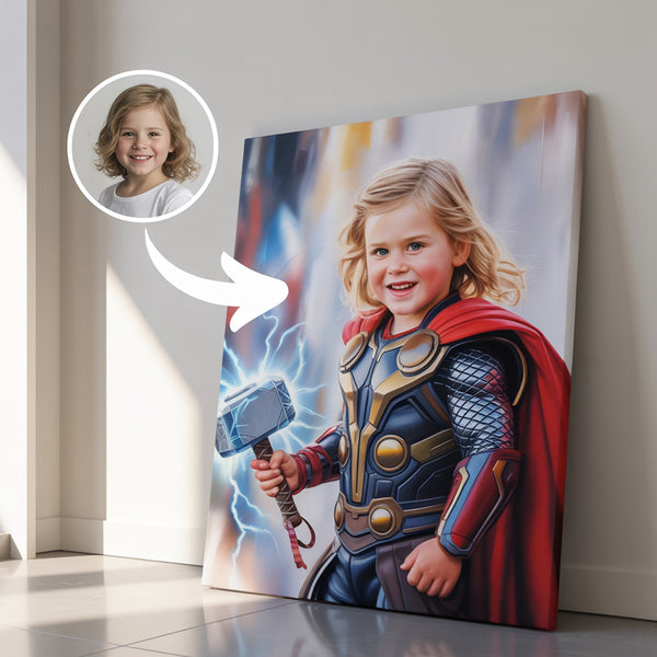 Retrato personalizado de niño como Thor