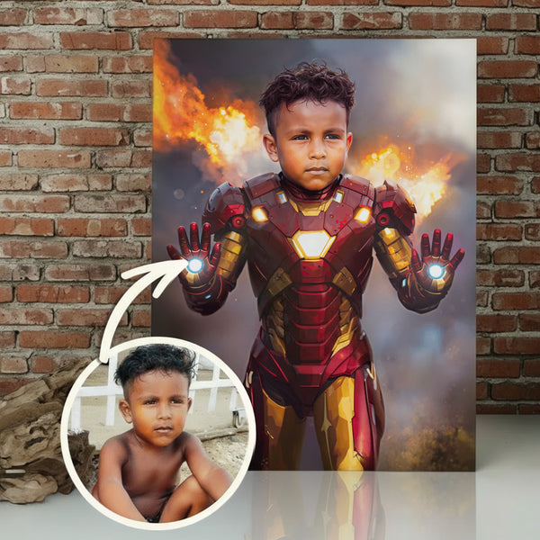 Retrato de Niño como Ironman | Cuadro Personalizado Firmach