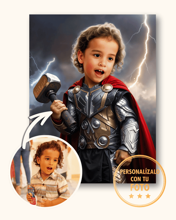 Retrato personalizado de niño como Thor