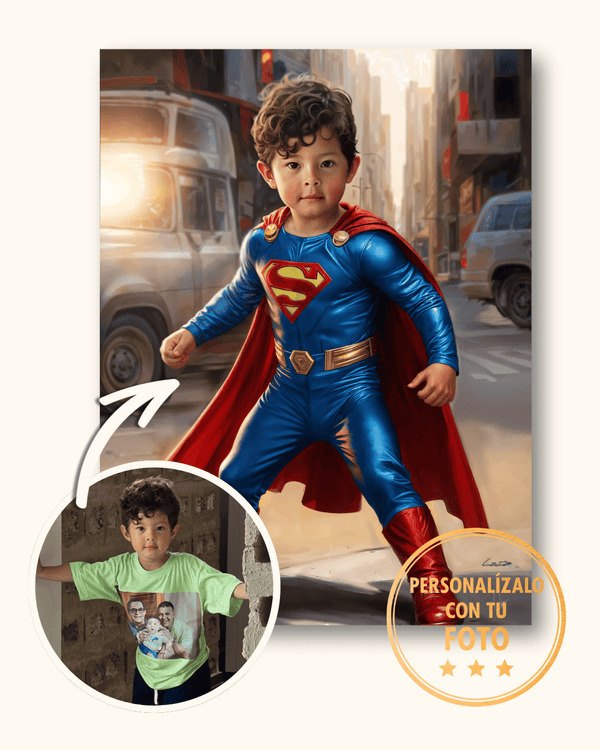 SupermanBoy – Retrato personalizado estilo Superman para niños