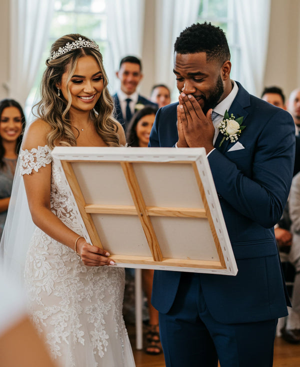 Cuadro personalizado de boda con papá, mamá o seres queridos que no pudieron estar presentes