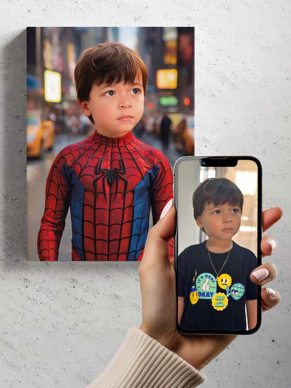 Retrato personalizado de niño como su superhéroe favorito – Firmach