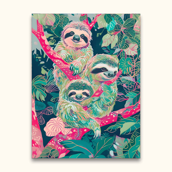 Cuadro Familia de Perezosos | Arte Decorativo Tropical y Alegre | Firmach