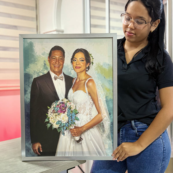 Cuadro personalizado de boda con papá, mamá o seres queridos que no pudieron estar presentes