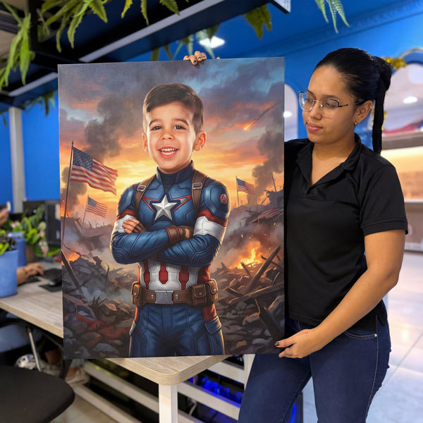 Retrato Superhéroe Grande 80x60 cm | Cuadro Personalizado Premium