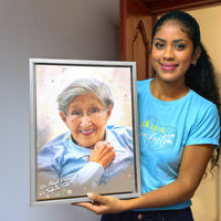 Retrato Personalizado Con Los Abuelitos — Tu Presencia en Su Pared