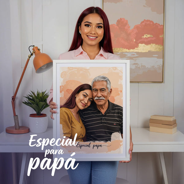 Cuadro personalizado para papá con fotos familiares.