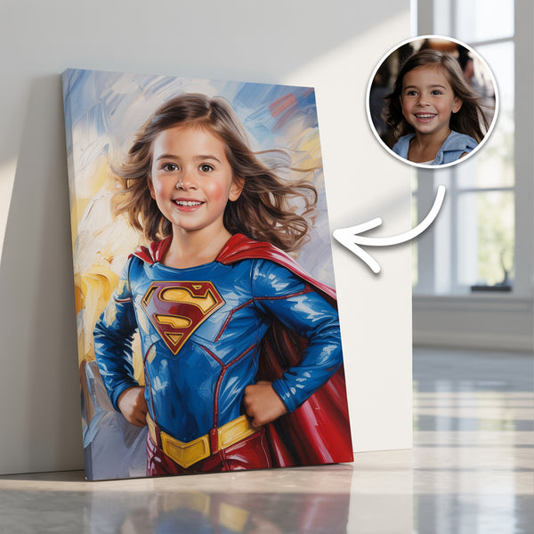 Retrato de Niña como SuperGilr | Cuadro Personalizado Firmach